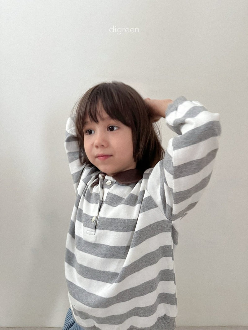 Digreen - Korean Children Fashion - #childofig - Striped Collar Sweatshirt - 7