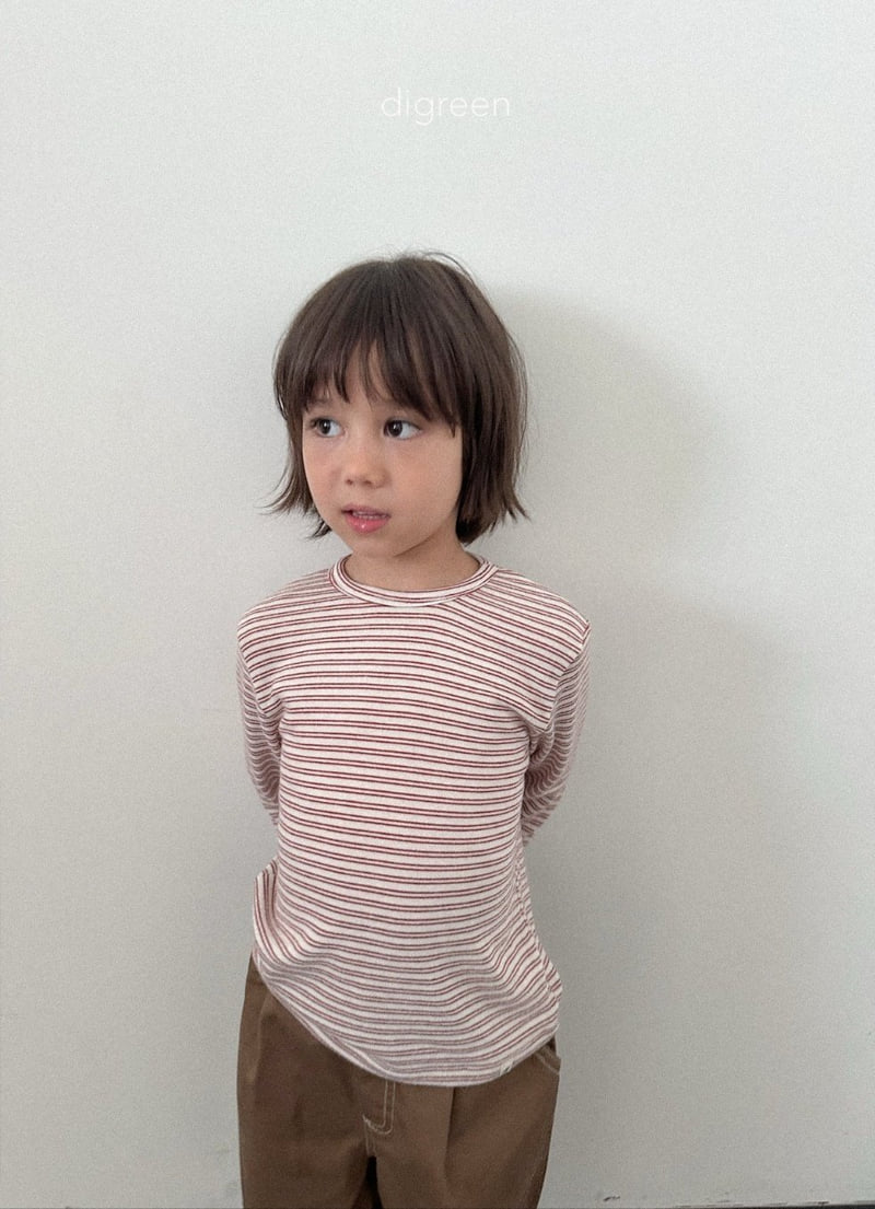 Digreen - Korean Children Fashion - #childofig - Striped Latte Tee - 4
