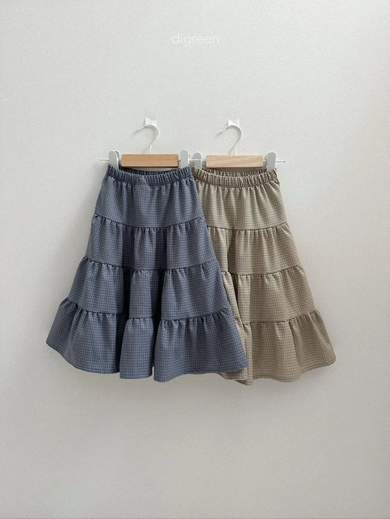 Digreen - Korean Children Fashion - #designkidswear - Check Tiered Skirt