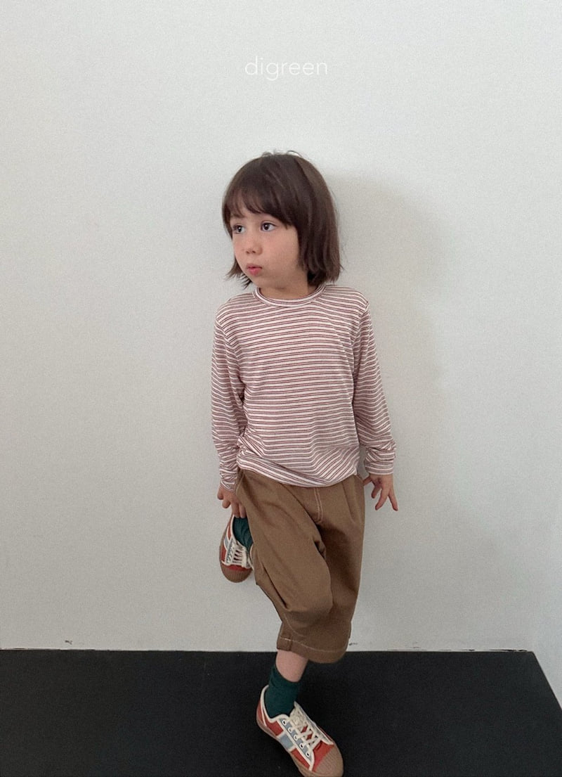 Digreen - Korean Children Fashion - #discoveringself - Striped Latte Tee - 6