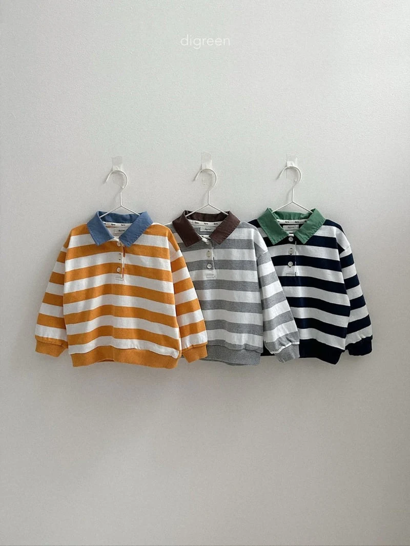 Digreen - Korean Children Fashion - #kidzfashiontrend - Striped Collar Sweatshirt