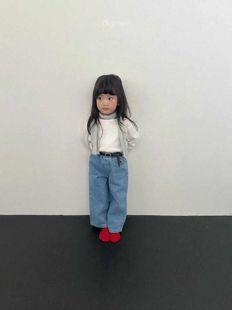 Digreen - Korean Children Fashion - #littlefashionista - Dot Denim Pants - 6
