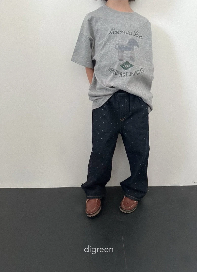 Digreen - Korean Children Fashion - #prettylittlegirls - Dot Denim Pants - 9