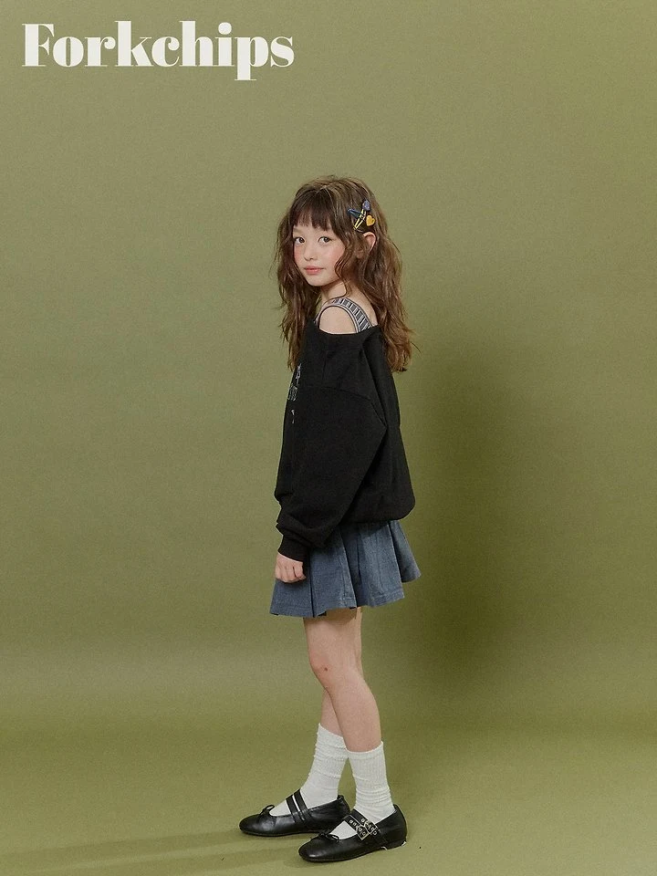 Fork Chips - Korean Children Fashion - #Kfashion4kids - Glitter Shoulder Sweatshirt - 8