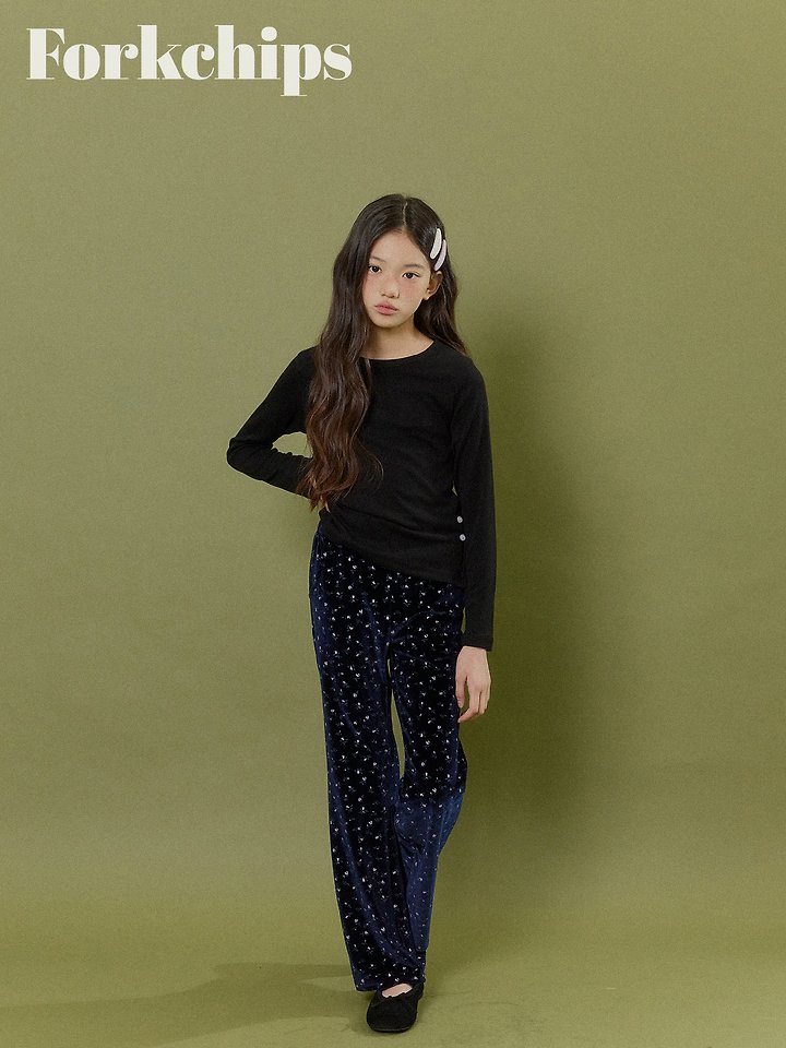 Fork Chips - Korean Children Fashion - #Kfashion4kids - Bloom Velvet Pants - 8