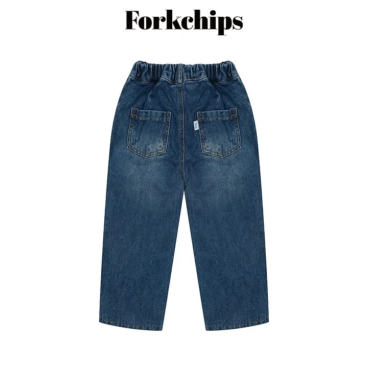 Fork Chips - Korean Children Fashion - #Kfashion4kids - Canvas Denim Pants - 2