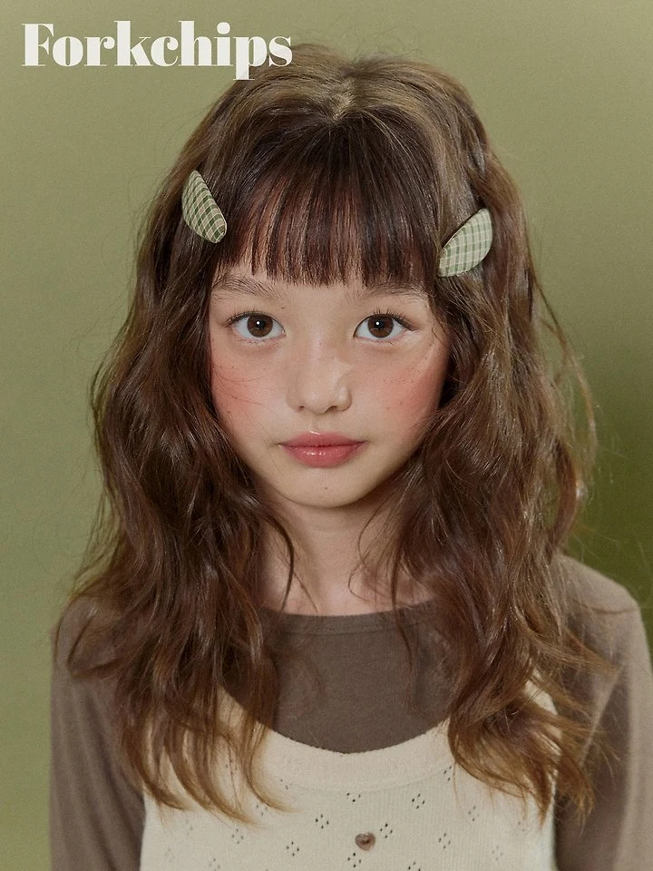 Fork Chips - Korean Children Fashion - #childofig - Amber Check Hair Clip Set - 2