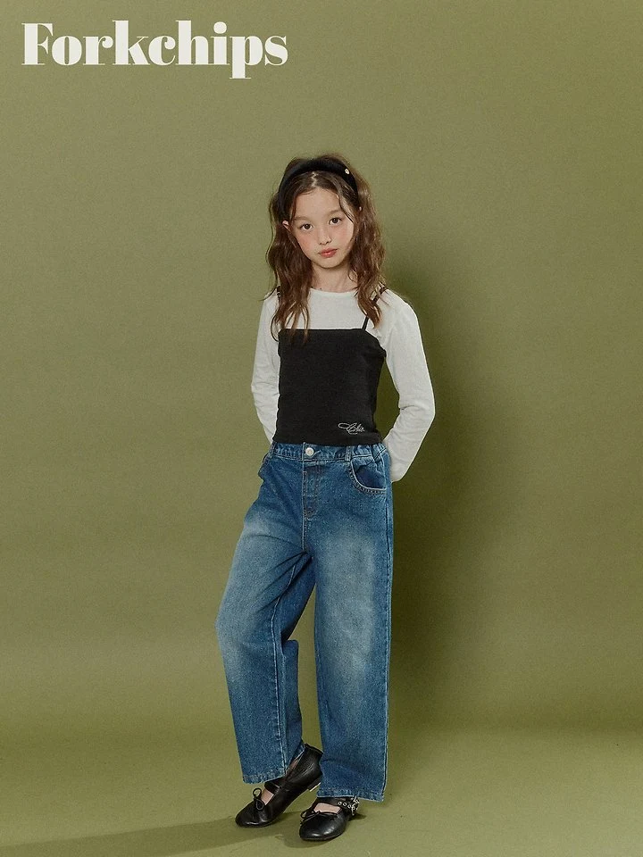Fork Chips - Korean Children Fashion - #childofig - Canvas Denim Pants - 7