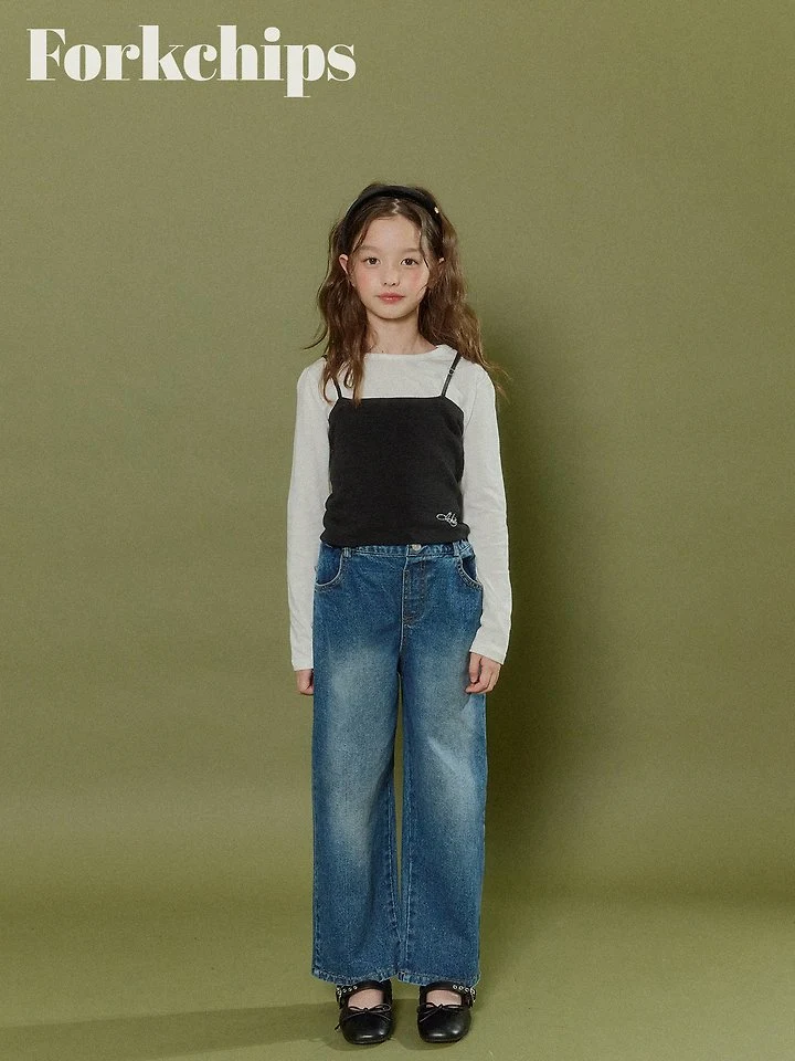 Fork Chips - Korean Children Fashion - #childofig - Canvas Denim Pants - 8