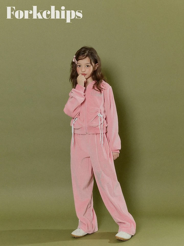 Fork Chips - Korean Children Fashion - #childrensboutique - Oops Velour Zip-Up - 10