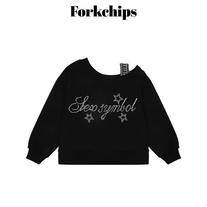 Fork Chips - Korean Children Fashion - #childrensboutique - Glitter Shoulder Sweatshirt