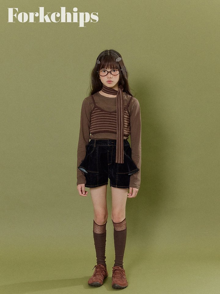 Fork Chips - Korean Children Fashion - #childrensboutique - Velvet Flare Shorts - 10