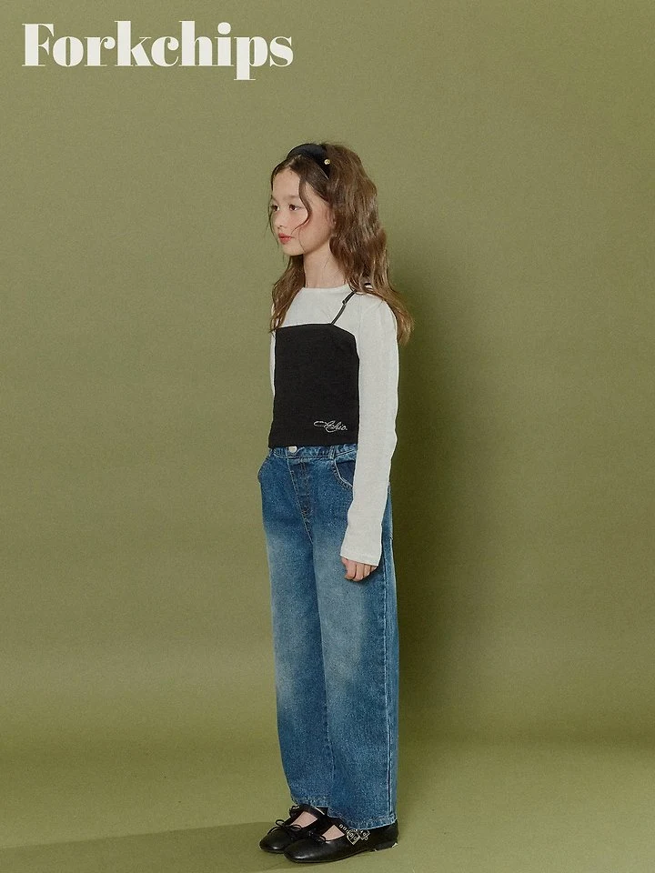 Fork Chips - Korean Children Fashion - #childrensboutique - Canvas Denim Pants - 9