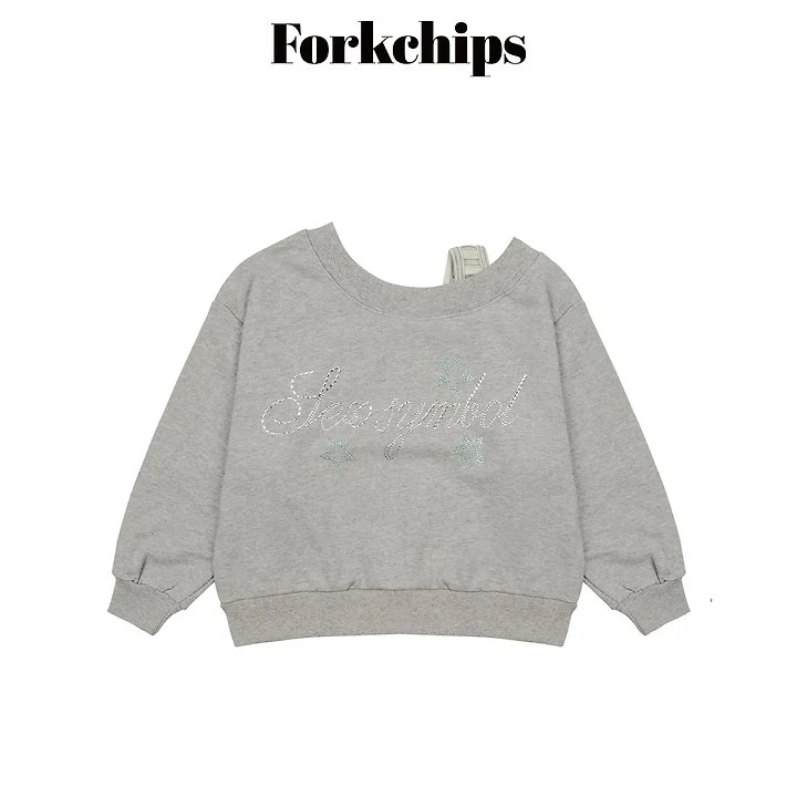 Fork Chips - Korean Children Fashion - #designkidswear - Glitter Shoulder Sweatshirt - 2