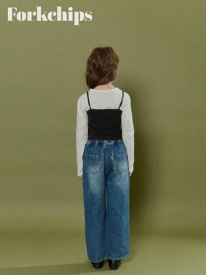 Fork Chips - Korean Children Fashion - #designkidswear - Canvas Denim Pants - 10