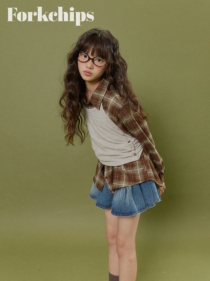 Fork Chips - Korean Children Fashion - #discoveringself - Sonic Check Shirt - 7