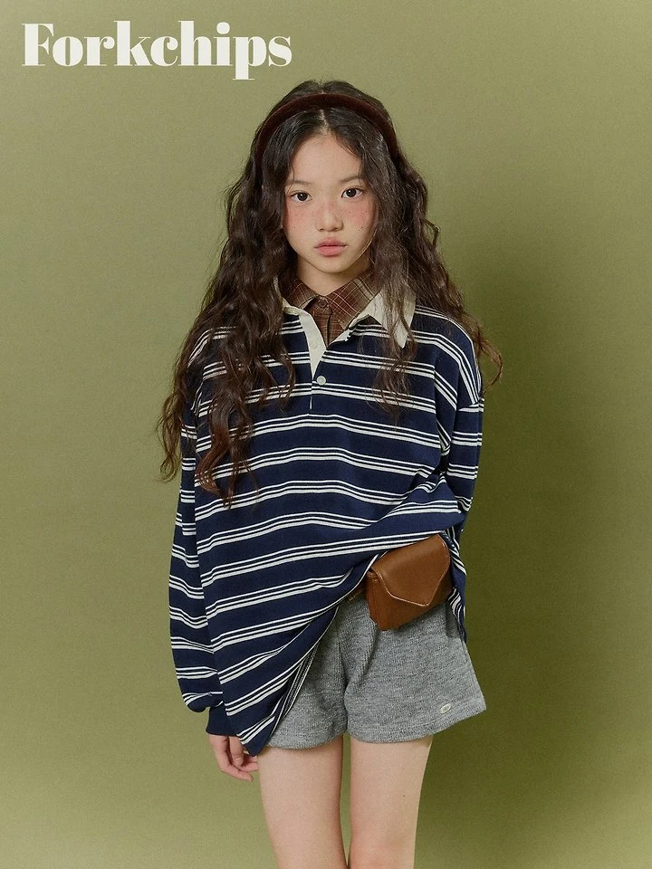 Fork Chips - Korean Children Fashion - #discoveringself - Dusty Collar Tee - 5