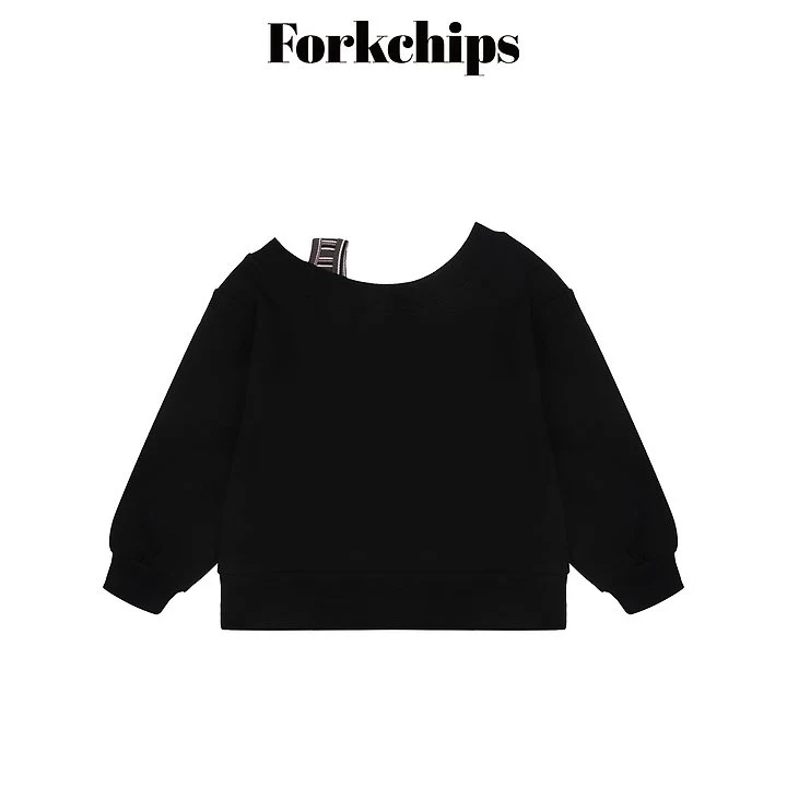 Fork Chips - Korean Children Fashion - #discoveringself - Glitter Shoulder Sweatshirt - 3
