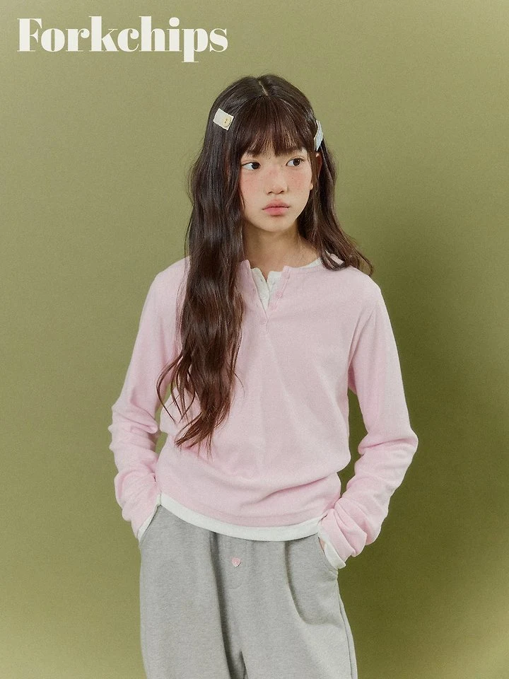 Fork Chips - Korean Children Fashion - #discoveringself - Peach Snap Tee - 12