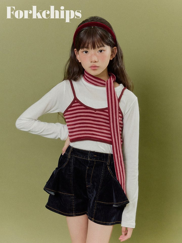 Fork Chips - Korean Children Fashion - #discoveringself - Bear Striped Sleeveless Top - 8