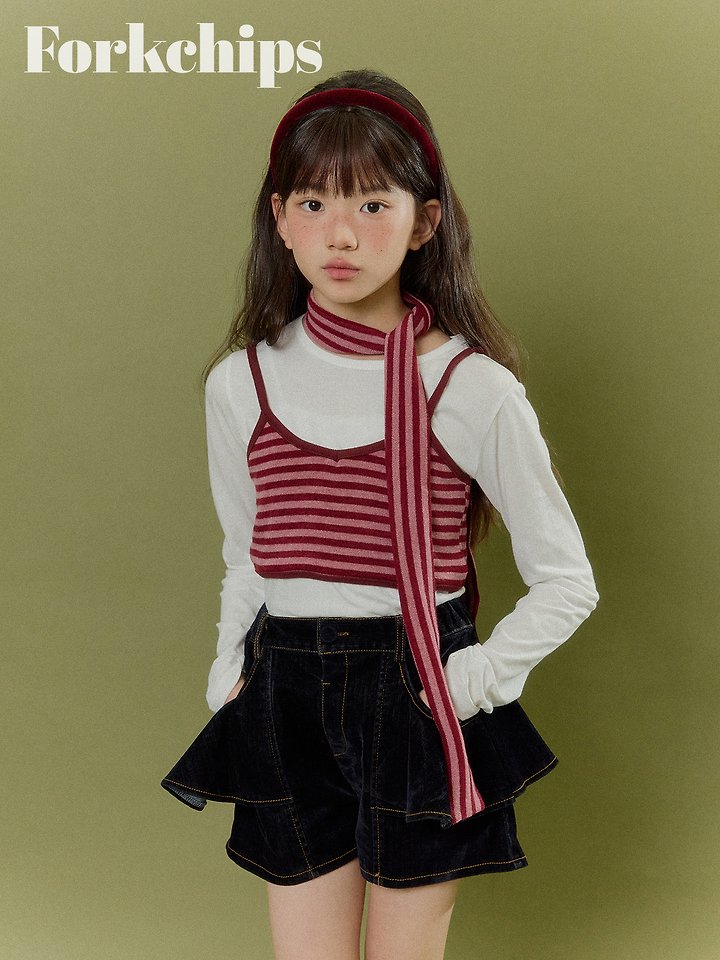 Fork Chips - Korean Children Fashion - #discoveringself - Velvet Flare Shorts - 12