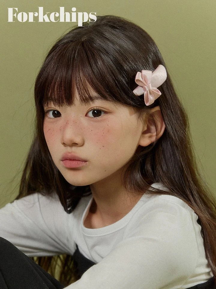 Fork Chips - Korean Children Fashion - #fashionkids - Blush Ribbon Hair Clip - 3