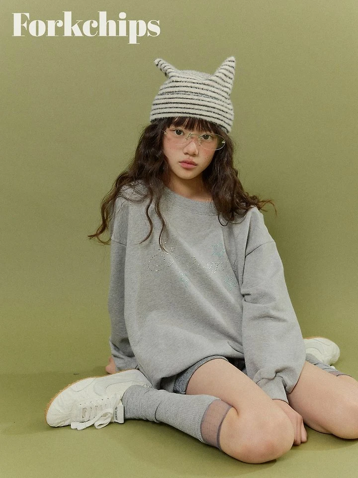 Fork Chips - Korean Children Fashion - #kidsshorts - Glitter Shoulder Sweatshirt - 5