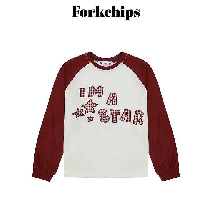 Fork Chips - Korean Children Fashion - #kidsshorts - Star Raglan Tee