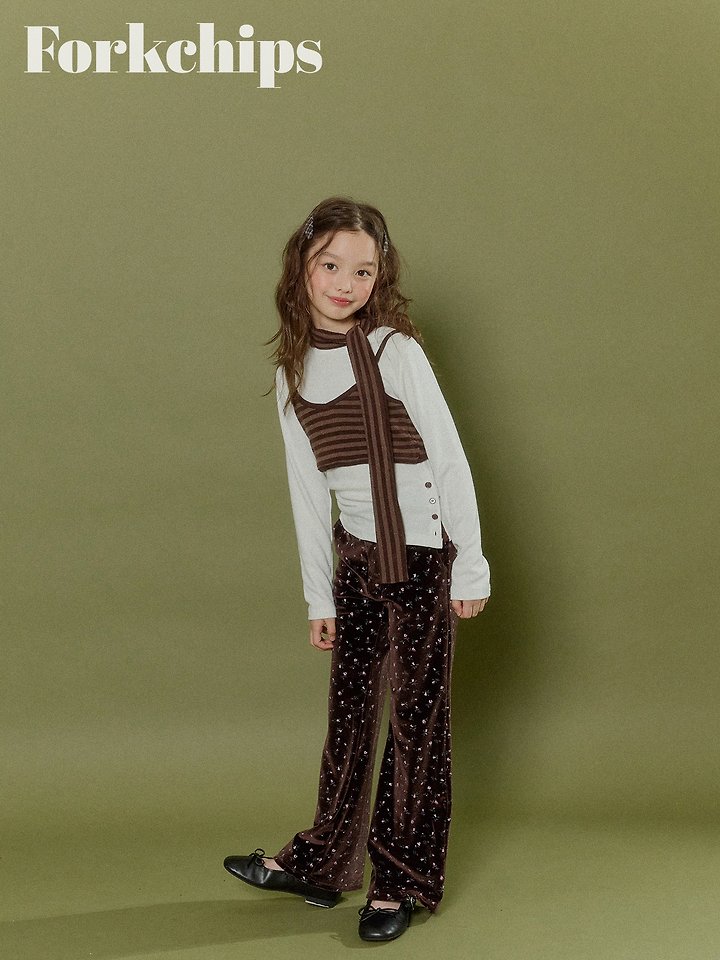 Fork Chips - Korean Children Fashion - #kidsshorts - Bloom Velvet Pants - 5
