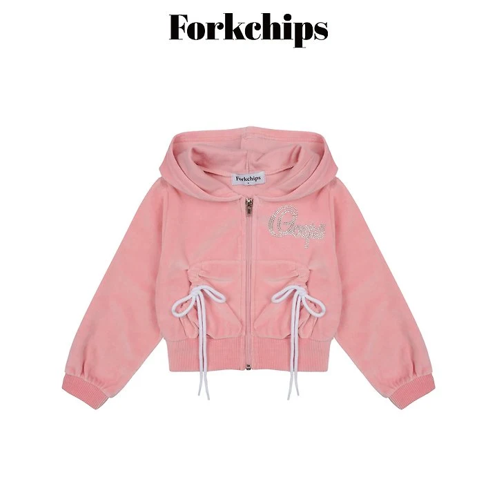 Fork Chips - Korean Children Fashion - #kidsstore - Oops Velour Zip-Up