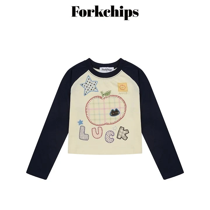 Fork Chips - Korean Children Fashion - #kidsstore - Apple Raglan Tee