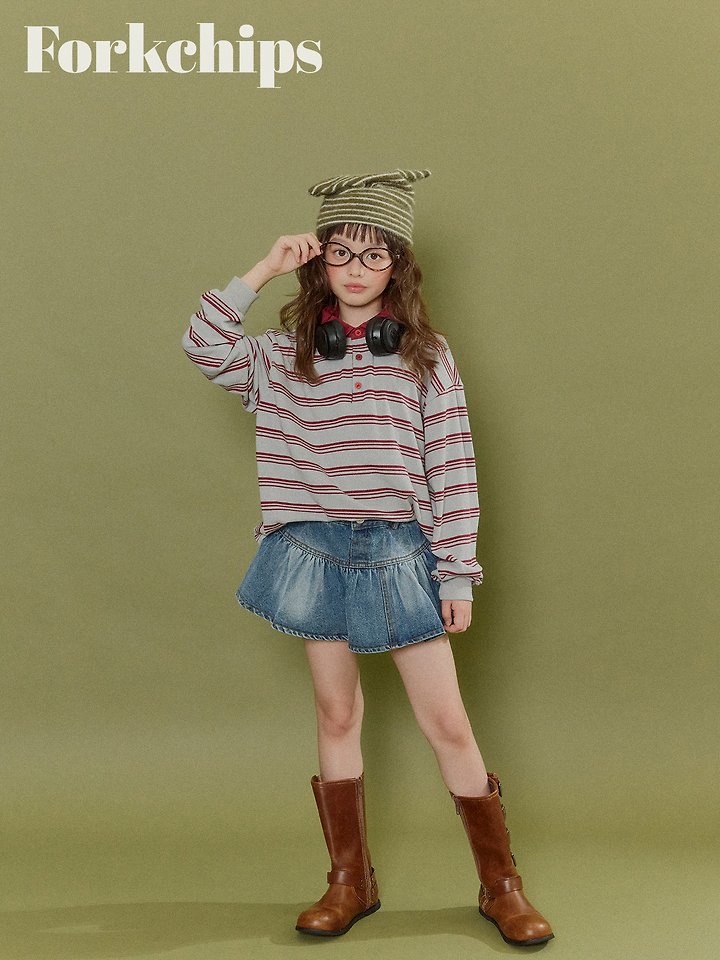 Fork Chips - Korean Children Fashion - #kidsstore - Wiggle Button Skirt - 8