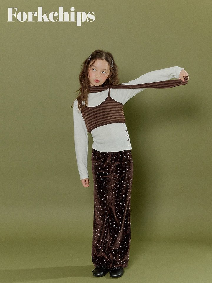 Fork Chips - Korean Children Fashion - #kidsstore - Bloom Velvet Pants - 6