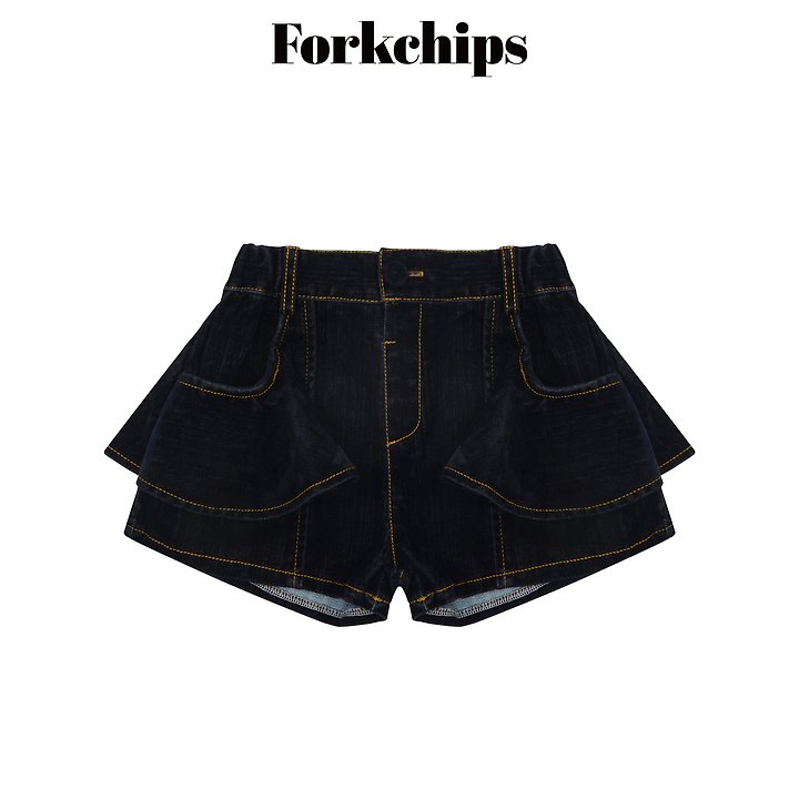 Fork Chips - Korean Children Fashion - #kidsstore - Velvet Flare Shorts