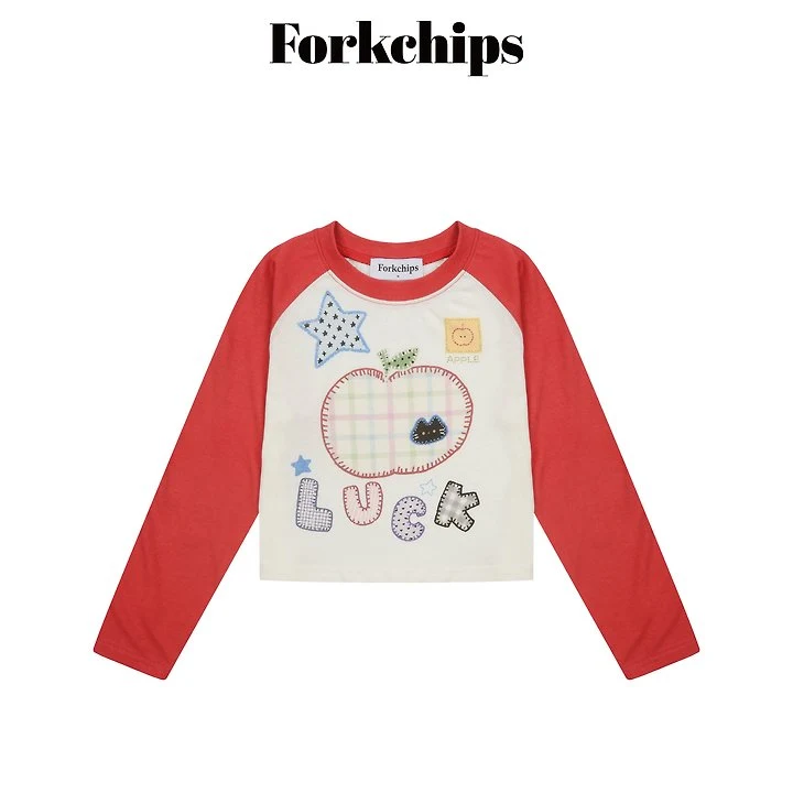 Fork Chips - Korean Children Fashion - #kidzfashiontrend - Apple Raglan Tee - 2