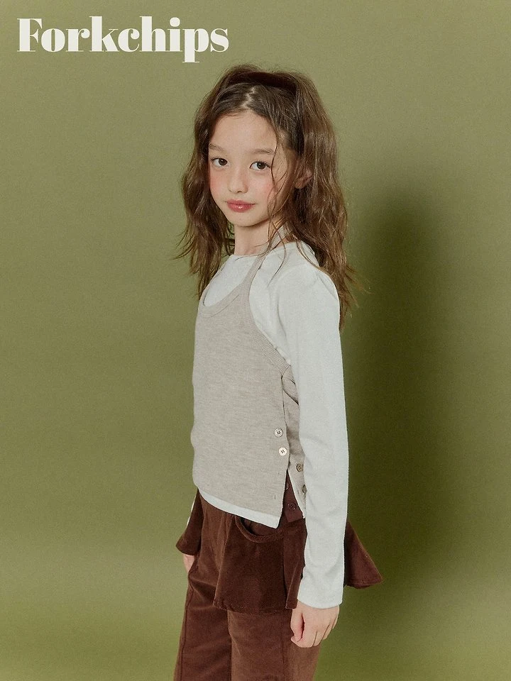 Fork Chips - Korean Children Fashion - #kidzfashiontrend - Mocha Bustier - 11