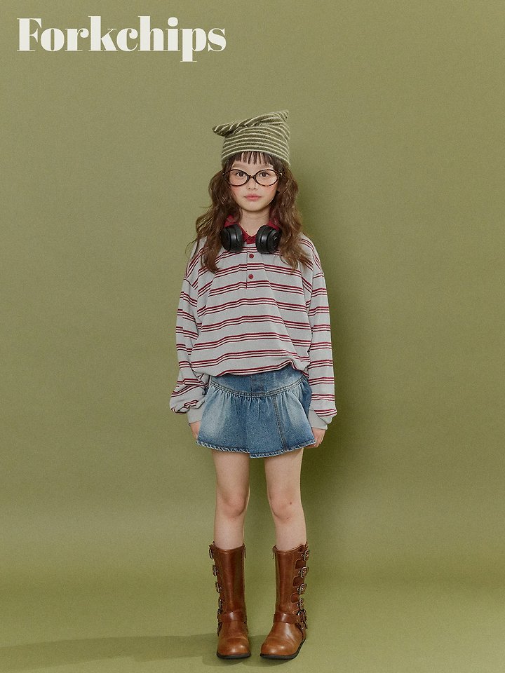 Fork Chips - Korean Children Fashion - #kidzfashiontrend - Wiggle Button Skirt - 9