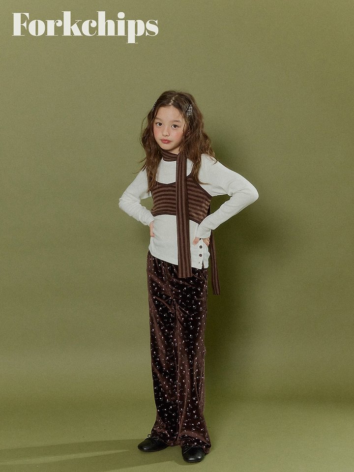 Fork Chips - Korean Children Fashion - #kidzfashiontrend - Bloom Velvet Pants - 7
