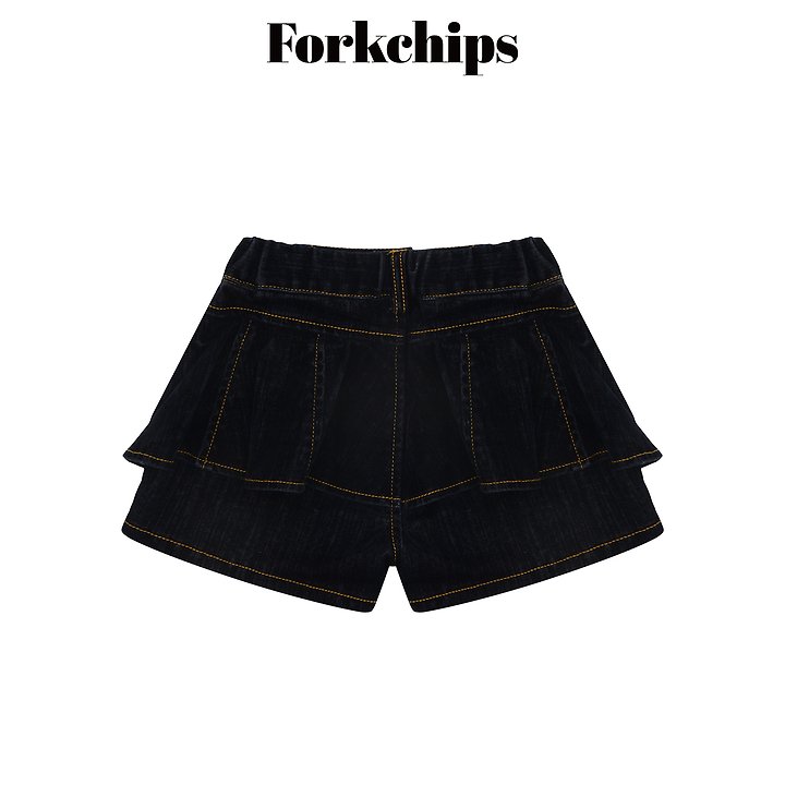 Fork Chips - Korean Children Fashion - #kidzfashiontrend - Velvet Flare Shorts - 2