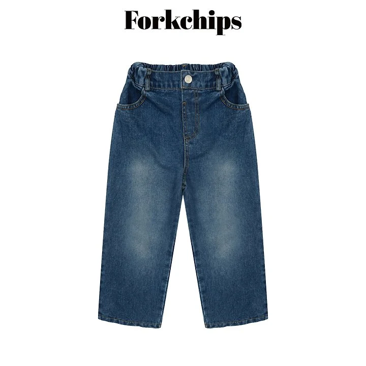 Fork Chips - Korean Children Fashion - #kidzfashiontrend - Canvas Denim Pants