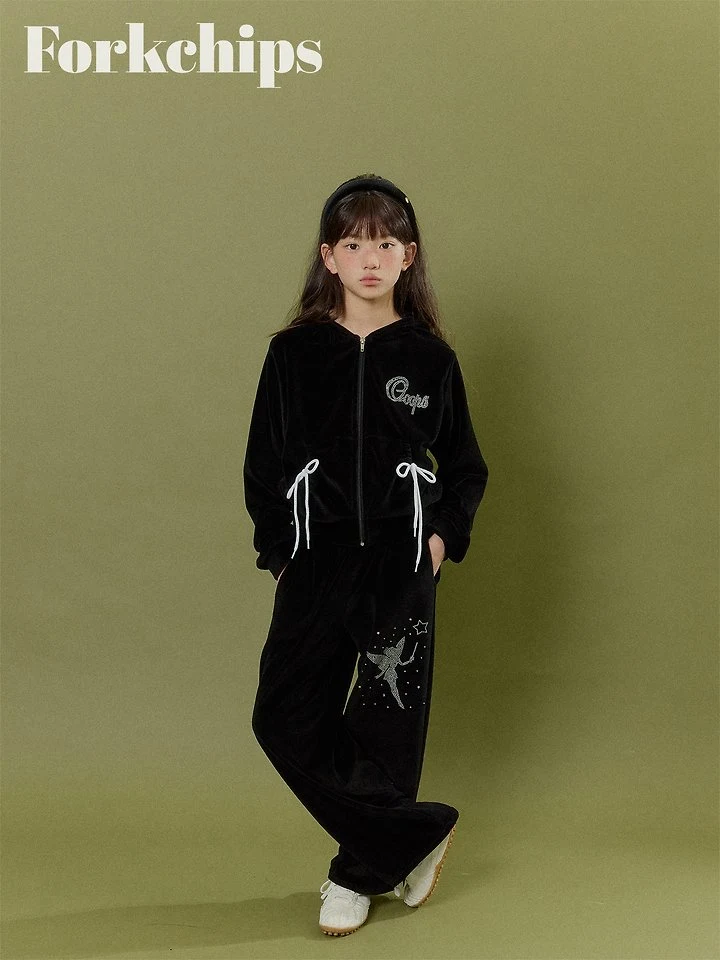 Fork Chips - Korean Children Fashion - #Kfashion4kids - Oops Velour Zip-Up - 4
