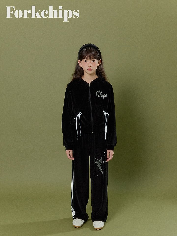 Fork Chips - Korean Children Fashion - #magicofchildhood - Oops Velour Zip-Up - 5