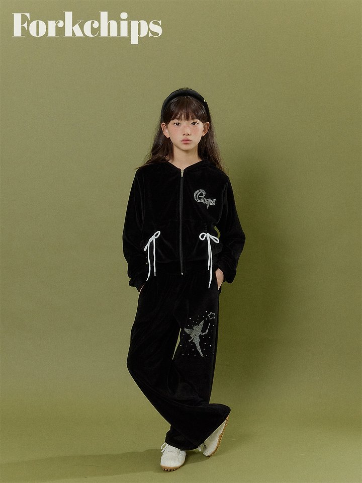 Fork Chips - Korean Children Fashion - #littlefashionista - Oops Velour Pants - 4