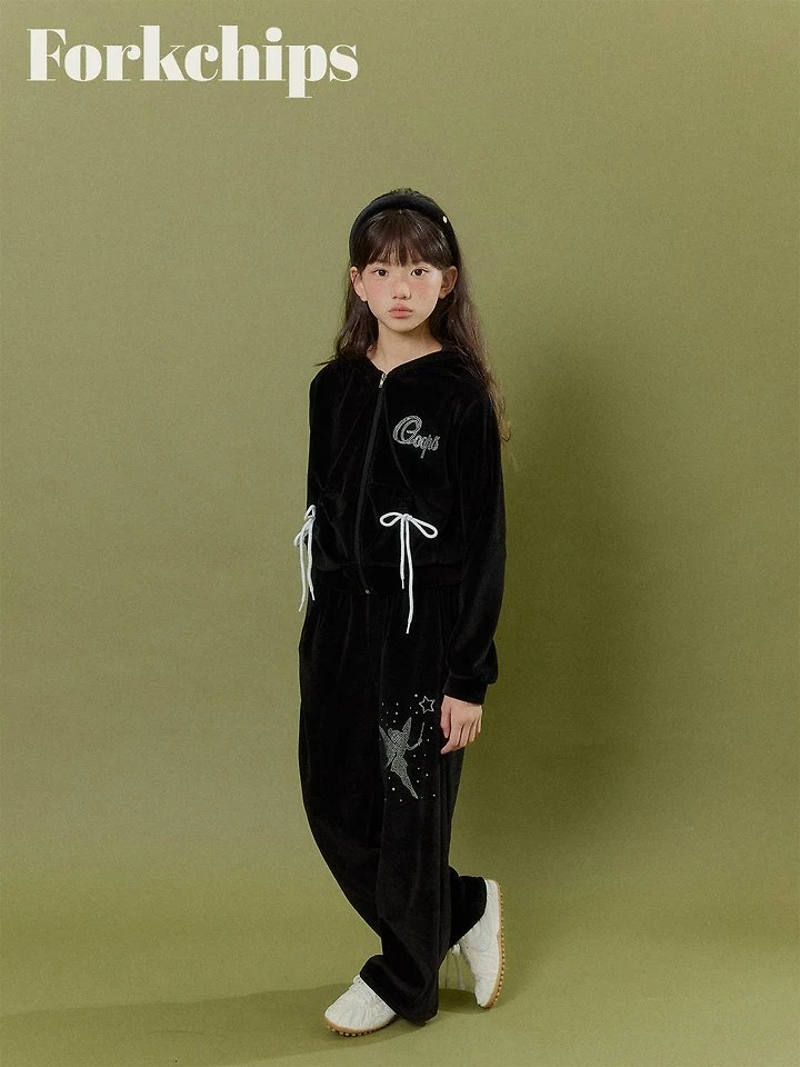 Fork Chips - Korean Children Fashion - #prettylittlegirls - Oops Velour Zip-Up - 7