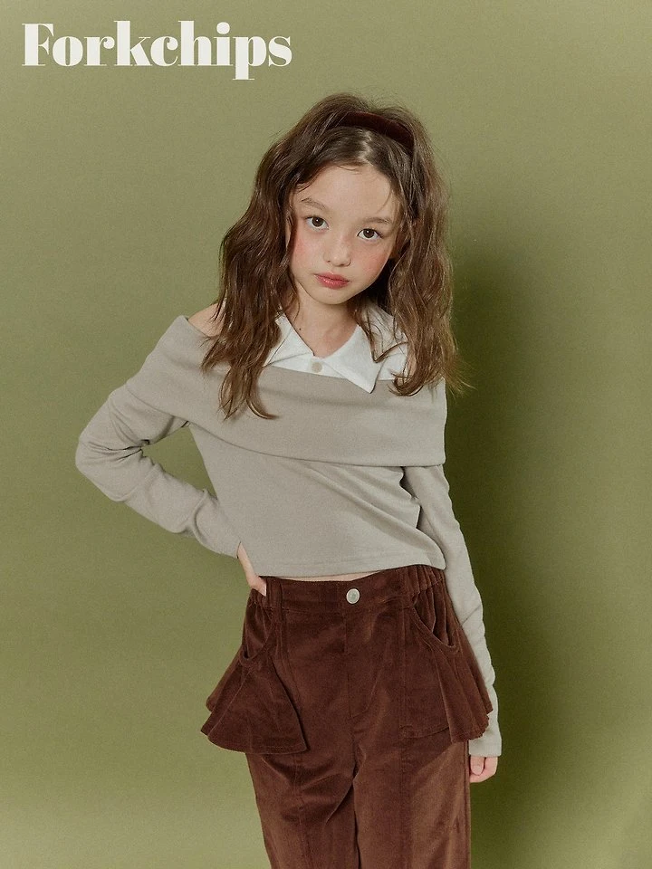 Fork Chips - Korean Children Fashion - #prettylittlegirls - Maple Shoulder Tee - 11