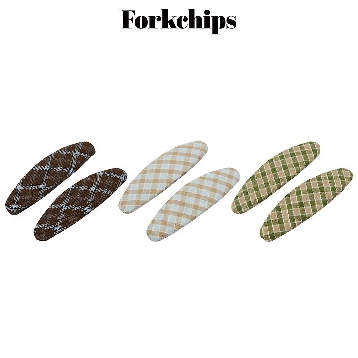 Fork Chips - Korean Children Fashion - #stylishchildhood - Amber Check Hair Clip Set