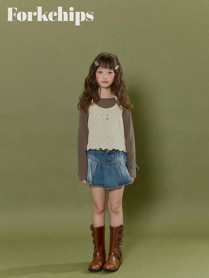 Fork Chips - Korean Children Fashion - #stylishchildhood - Hug Layered Tee - 12
