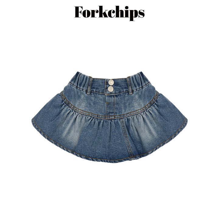 Fork Chips - Korean Children Fashion - #stylishchildhood - Wiggle Button Skirt