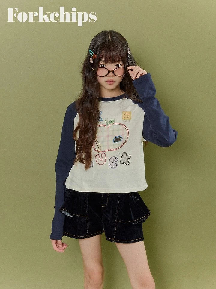 Fork Chips - Korean Children Fashion - #todddlerfashion - Apple Raglan Tee - 8