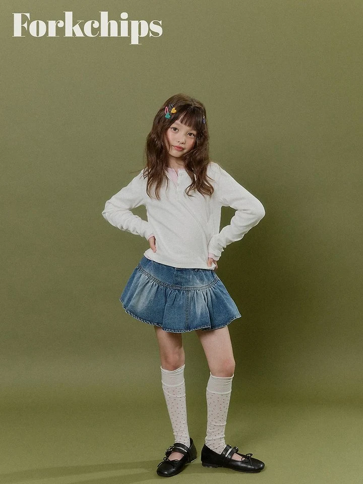 Fork Chips - Korean Children Fashion - #todddlerfashion - Peach Snap Tee - 6